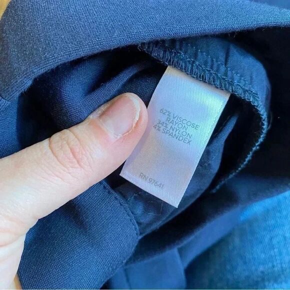 J. Jill Ponte Welt-Pockets Slim Leg Pants large navy blue large pull on elastic - Picture 6 of 9